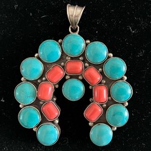 Turquoise and Coral Pendant